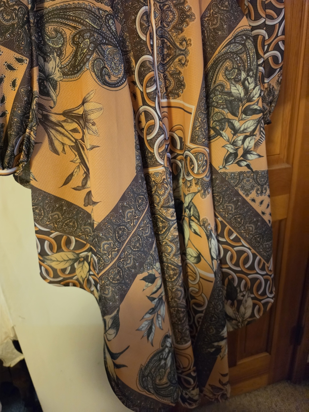 AKIRA Mustard Yellow & Brown Paisley High-Low Dress Size M - Picture 15 of 16